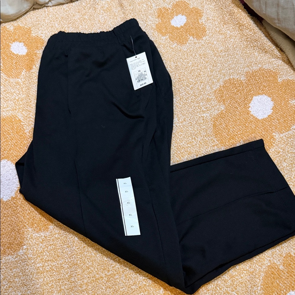 Womens High Rise Pleated Black Pants